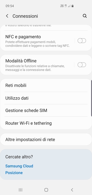 Seleziona Router Wi-Fi e tethering