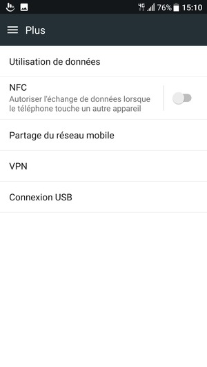 Sélectionnez Partage du réseau mobile