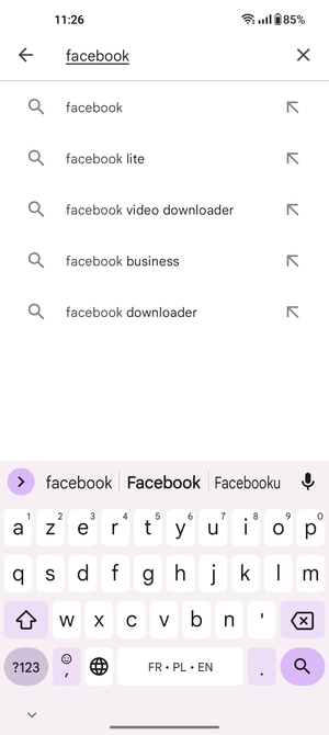 Saisissez le nom de l'appli et sélectionnez Rechercher