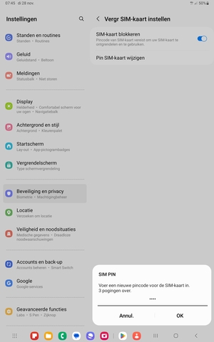 Voer uw Nieuwe pincode voor de SIM-kaart in en selecteer OK