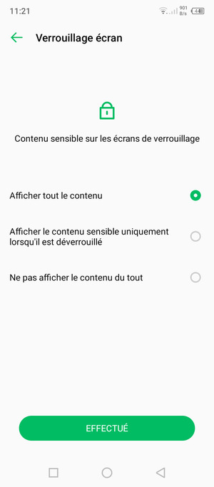 Sélectionnez votre option préférée et sélectionnez EFFECTUÉ