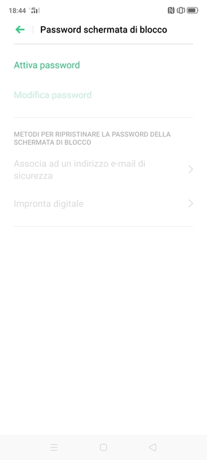 Seleziona Attiva password