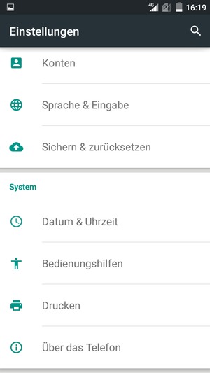 Scrollen Sie und wählen Sie Über das Telefon