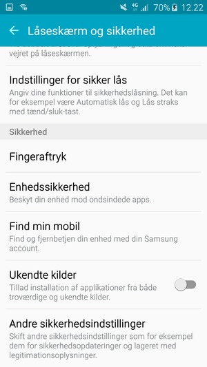 Scroll til og vælg Andre sikkerhedsindstillinger