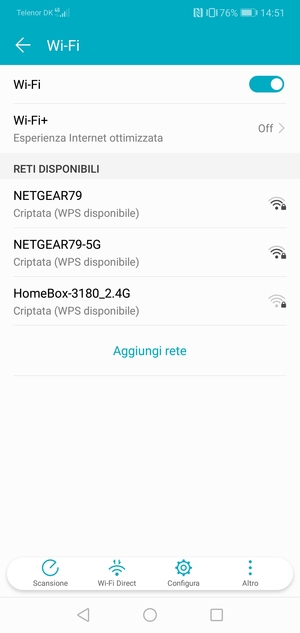 Seleziona la rete wireless a cui desideri connetterti