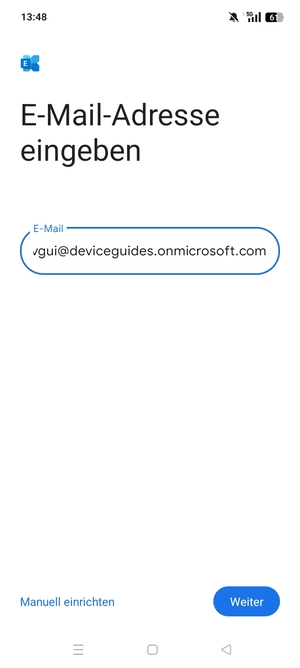 Geben Sie Ihre E-Mail-Adresse ein und wählen Sie Manuell einrichten