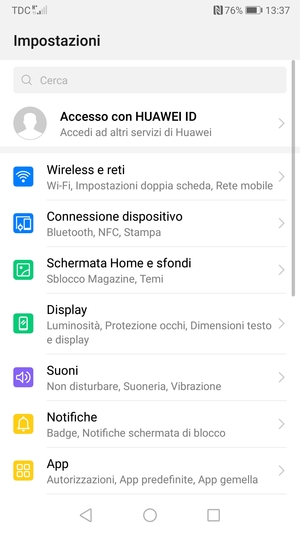 Seleziona Wireless e reti