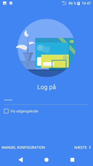 Indtast din adgangskode og vælg MANUEL KONFIGURATION