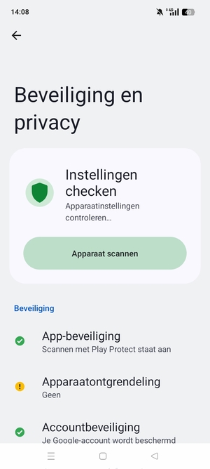 Om uw schermvergrendeling te activeren, ga naar het Beveiliging en privacy-menu en selecteer Apparatontgrendeling