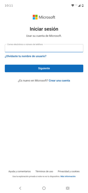 Introduzca su Dirección de correo electrónico y seleccione Siguiente