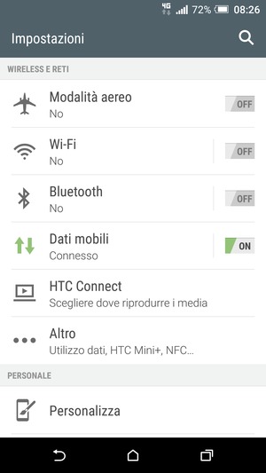 Seleziona Dati mobili