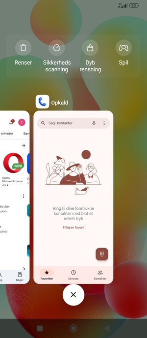 Vælg Slet-ikonet for at lukke alle åbne apps