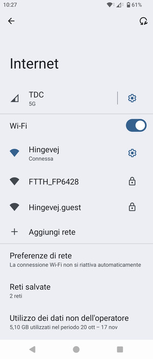 Ora sei connesso alla rete Wi-Fi