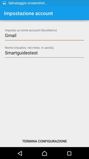 Scegli un nome per il tuo account e inserisci il tuo nome. Seleziona TERMINA CONFIGURAZIONE