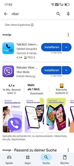 Wählen Sie die App