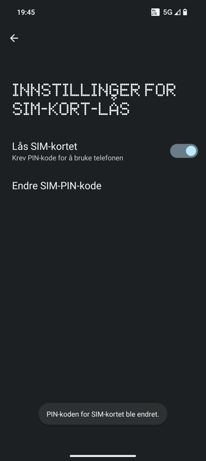 Din PIN-kode for SIM-kort er endret