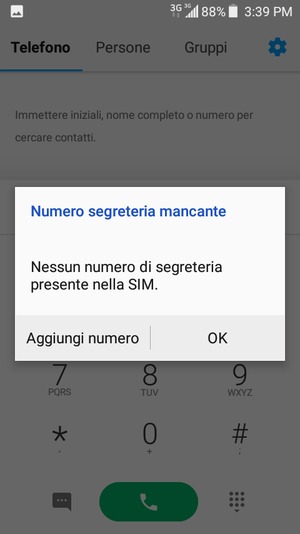 Se la segreteria telefonica non è configurata, seleziona Aggiungi numero