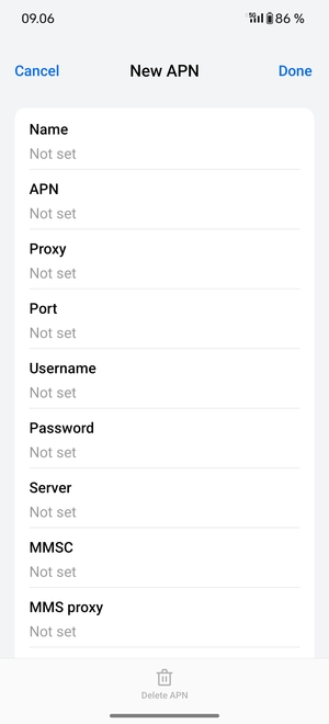 Enter Internet information