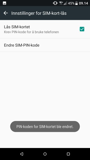 Din PIN-kode for SIM-kort er endret