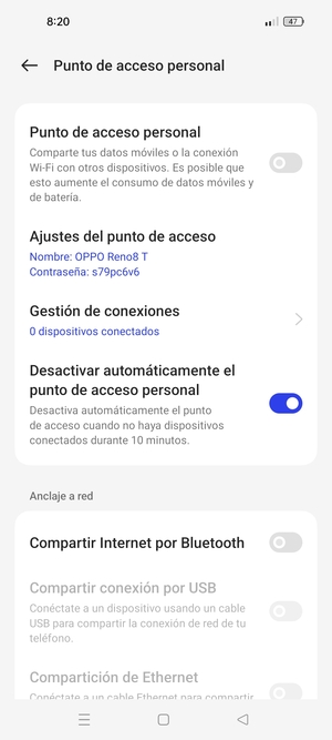 Seleccione Ajustes de punto de acceso