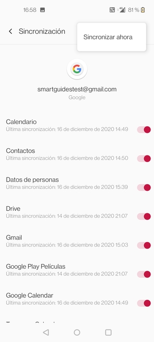 Seleccione Sincronizar ahora