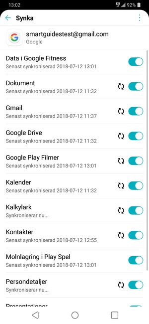 Dina kontakter från Google kommer nu att synkroniseras med din telefon