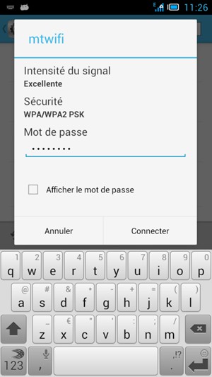 Saisissez le mot de passe du Wi-Fi et sélectionnez Connecter