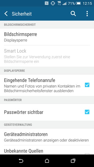 Wählen Sie Bildschirmsperre