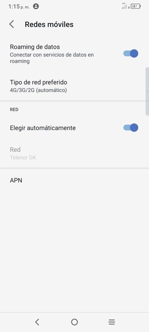 Activar o desactivar Roaming de datos