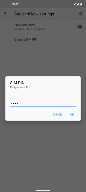 Confirm your new SIM PIN and select OK