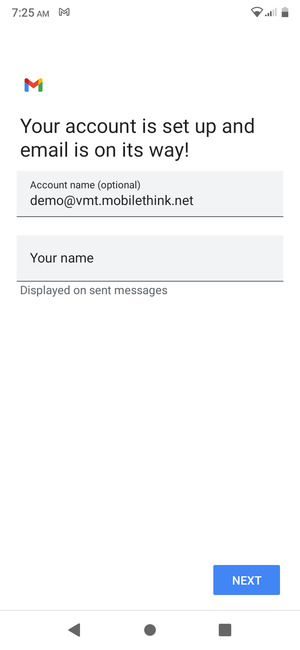 Give your account a name and enter your name. Select NEXT