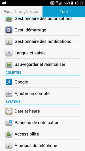 Faites défiler et sélectionnez Google