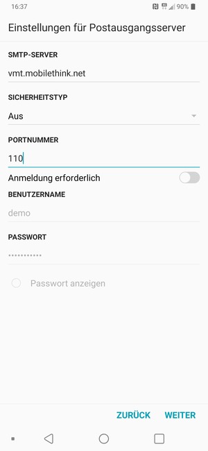 Schalten Sie Anmeldung erforderlich aus und wählen Sie WEITER