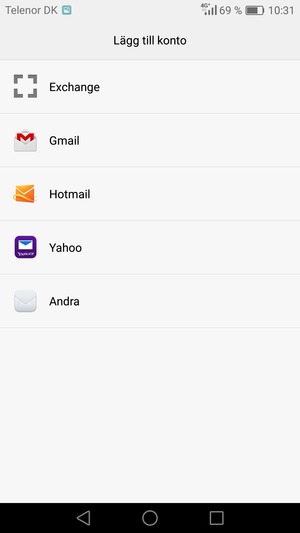 Välj Gmail eller Hotmail