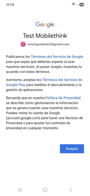Seleccione Acepto
