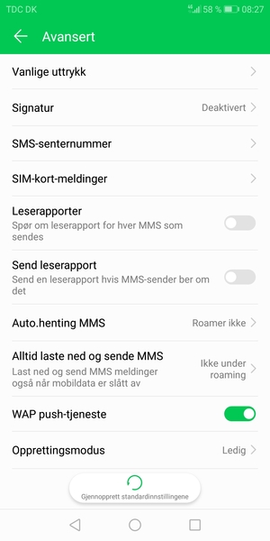 Velg SMS-senternummer