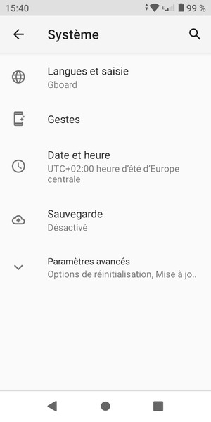 Sélectionnez Sauvegarde