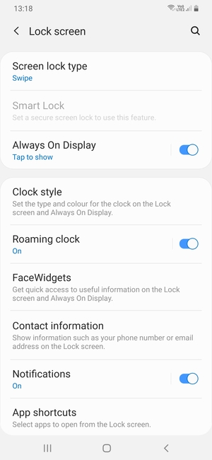 Select Screen lock type