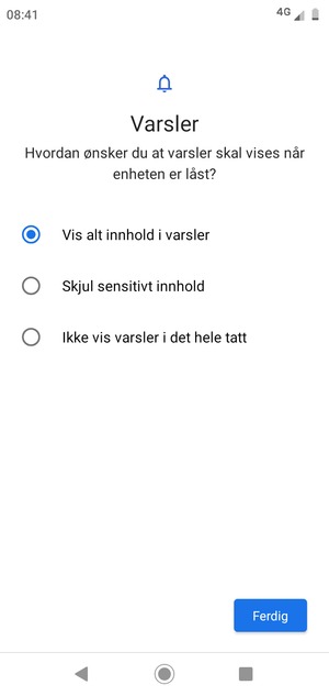 Velg ønsket alternativ og velg Ferdig