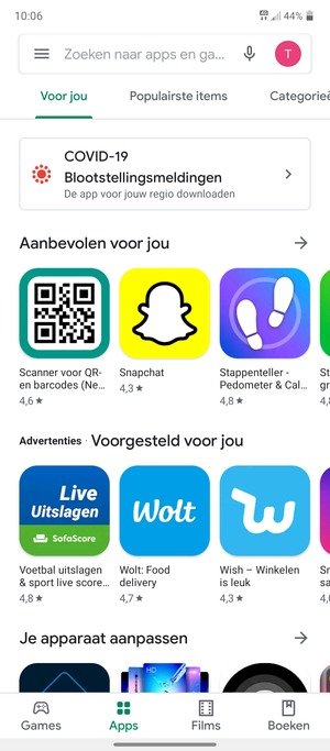 Selecteer de zoekbalk