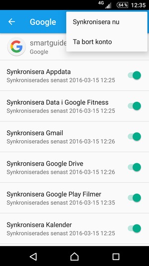 Välj Synkronisera nu