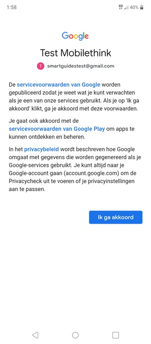Selecteer Ik ga akkoord