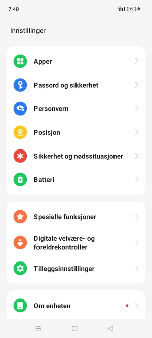Bla til og velg Passord og sikkerhet