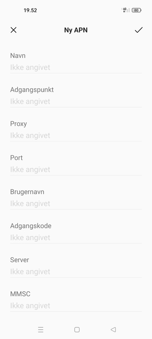 Indtast internet-oplysninger