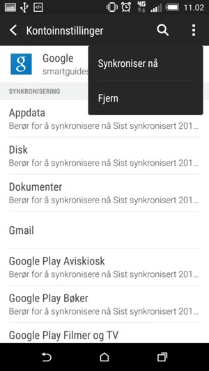 Velg Synkroniser nå