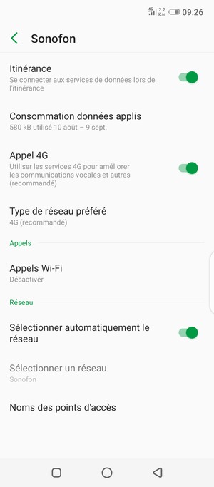 Activer ou désactiver Itinérance