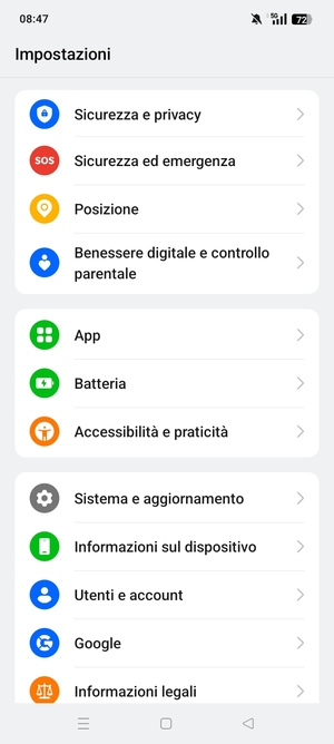 Scorri e seleziona Sicurezza e privacy