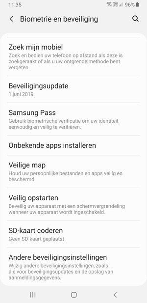 Scroll naar en selecteer Andere beveiligingsinstellingen