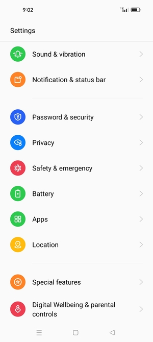 Scroll to and select Battery