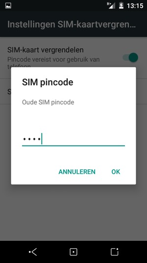Voer uw Oude SIM pincode in en selecteer OK